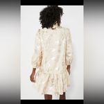 Tuckernuck NWT Palmerston Dress M Champagne Gold Fil Coupé Tiered Midi Party Photo 3