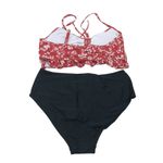 Womens Bikini Set High Rise Ruffle Removable Cups Floral Ruched Red Black S Photo 1