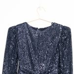 AQUA  Formal - Navy Sequin Twist-Front Gown Photo 5