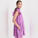 SEA Micah Solid Ramie Flutter Sleeve Dress Women's SIZE MEDIUM Style #SEAAA21892 Purple Photo 1