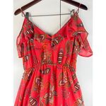 Eyeshadow  Red Floral Print Dress Ruffle Sleeve Summer Casual Size S Photo 4