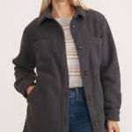 Marine layer  Dark Grey Bailey Longline High Pile Fleece Shirt Jacket XS EUC Photo 0