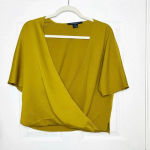 French Connection Size 8 Alessia Satin Citron Wrap Top Short Sleeve Photo 1