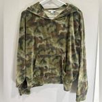 American Eagle Velour Hoodie Sweatshirt Women Large Camo Long Dolman Sleeve Photo 0
