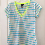 Wet Seal FINAL MARKDOWN  Blue and Yellow Striped Short Sleeve Tee Junior large Photo 0