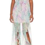LPA NWT  REVOLVE Daniella Flutter Maxi Dress Sleeveless Pink Teal Abstract Size L Photo 0