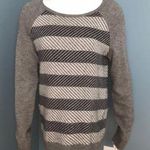 J.Crew  gray white & navy diagonal stripe sweater Photo 0