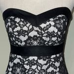 White House | Black Market  size 2 strapless black lace white lined prom dress Photo 1