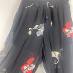 Ganni Georgette Pants Women 34 Black Floral Chiffon Tie Waist Pull On Sheer Boho Photo 3