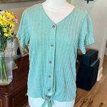 Weatherproof Comfy Sea Green Sage Tie Knot Top Photo 0