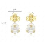 Gorgeous Bee Cultured Baroque Freshwater Pearl Drop Earrings Matte Gold Photo 9