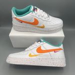 Nike Air Force 1 LV8 GS Big Girl 7Y Casual Shoes White/Safety Orange \Women #8.5 Photo 11