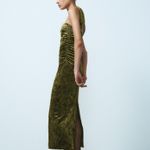 ZARA  dress velvet Halter neck shawl corset bodycon velour green evening gown Photo 9