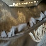 ZARA Black Sheer Ruffled Floral Embrodiered Tiered Top Blouse Size S Photo 3