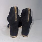 Michael Kors Old Money Classic Gold Black Sueded Velvet Peep Toe Heels 9.5M Photo 3