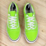 Vans  Old Skool Neon Green Canvas Low Top Lace Up Sneakers 6 Men 7.5 Women Unisex Photo 3