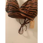 Kona Sol Womens Zebra Print Cross Tie Back Bikini Top Brown Black  Size Small Photo 7