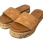 Hey Girl by Corkys BRB Natural Raffia Platform Slide Sandals Brown Size 9 Tan Photo 0