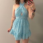 American Eagle XS  Blue Floral Halter Neck Mini Dress Photo 0