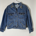 Vtg 80s 90s Women's Beaded Stunning Blue Denim Jacket Sz S Fit M Made In USA Photo 0