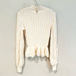 Draper James ‎ RSVP™ Cable Knit Ruffled Sweater Women's Small Cream Preppy Casual Photo 7