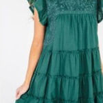 J. Marie green Ginny embroidered ruffle sleeve dress small Photo 0