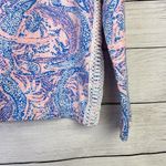 Lilly Pulitzer  Skipper Pullover Top Womens Small Pink Blue Paisley Knit Half Zip Photo 2