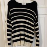 La Ligne 100% Cashmere Black and Cream Striped Sweater Photo 3