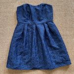 Francesca's navy Blue Jacquard Patterned Dress Size L Photo 0