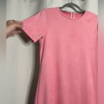 ZARA Light Pink Faux Suede Tshirt Shift Dress Small Photo 6
