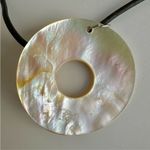Abalone circle pendant necklace on cord Photo 2