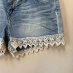 LEI Denim Jean Shorts with Crochet Lace Trim Size 13 Blue Photo 2