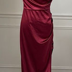 Windsor  Stretchy Ruby Red Burgundy Satin Slip Dress Gown M Photo 0