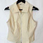 Cider NWOT Woven Collar Solid Zipper Tank Top Beige | TAGS CUT OUT SEE NOTES Photo 8