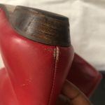 1990s vintage Red 100% Genuine leather plain western cowgirl pointy toe mid calf boots flexible comfortable leather Photo 3
