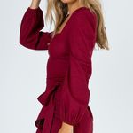 Princess Polly NWT  Villa Burgundy Tie Wrap Ruffle Square Neck Mini Dress- Size 4 Photo 4