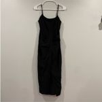 frame denim Frame Twist Front Shantung Midi Dress Noir Black XS Photo 1