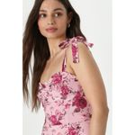 Lulus Confident Charm Pink Floral Bustier Tie Strap Midi Dress Photo 1