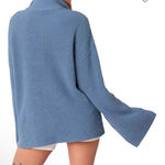 Edikted  Amour High Neck Oversized Zip Sweater Size Small - Blue Photo 1