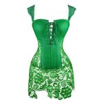 KIMRING Corset Top Lace Up Bustier Lace Trim‎ Green Party Top Fairy Size Large Photo 8
