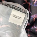 Bloomchic  Floral Print Puff Sleeve Round Neck Ruffle Trim Blouse Black 30 Photo 5