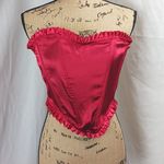 Spirit  Halloween Women's Red Ruffle Satin Lace Up Corset Top Cosplay Costume L Photo 0