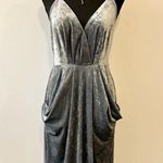 BCBGeneration EUC Crushed Velvet Racerback Midi in Grey Frost Size Small Photo 0