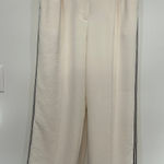 Aritzia  Womens Effortless Pants 10 White Trouser Pin Stripe Wide Leg Pleat Loose Photo 0