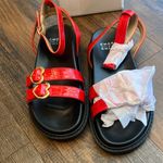 Chase and Chloe  Red Ankle Strap Sandals Photo 4