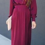 VICI Burgundy Satin Long Sleeve Maxi Dress   Photo 0