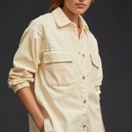 Anthropologie Maeve Corduroy Cream Buttondown Shirt Jacket Photo 2