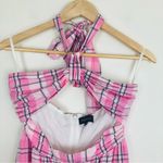 Majorelle ‘Florian’ midi dress in pink plaid w/ halter tie neck & bandeau top. S Photo 5