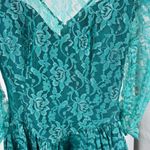 Barbara Q for Darva teal lace fit and flare puff shoulder formal dress vintage Blue Size 6 Photo 2