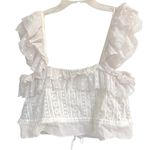The Kooples women’s 2 white floral & dot embroidered ruffle sleeve crop top Photo 3